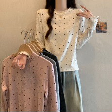 批发胖MM韩系半高领波点打底衫女秋冬木耳边<b class='q'>毛衣</b>超好看内搭针织衫上衣