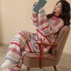 半边绒睡衣秋冬款女冬季加厚保暖2024新款高级感轻奢风家居服套装