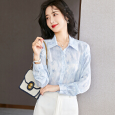 批发实拍碎花雪纺衬衫女士上衣2026春装长袖法式设计感小众上衣