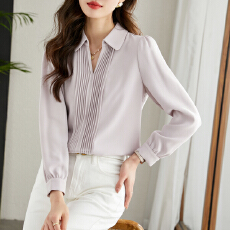 批发实拍韩版气质长袖雪纺衬衫女2026春款减龄宽松套头洋气上衣
