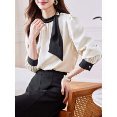 批发实拍秋款女2026新款气质雪纺立领长袖衬衣高级法式衬衫别致