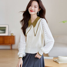 批发实拍时尚小香风上衣2026春季新款法式复古撞色翻领针织拼接