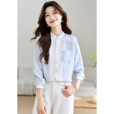 批发实拍条纹雪纺衫女上衣2026春装新款时尚<b class='q'>OL</b>职业通勤洋气小衫