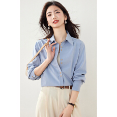 批发实拍2598法式蓝色衬衫女2026春装新款高级感职业<b class='q'>通勤</b>长袖纯棉上衣
