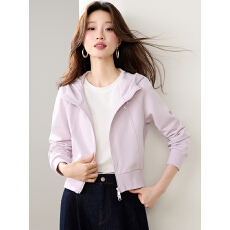 批发实拍香芋紫短款连帽<b class='q'>卫衣</b><b class='q'>女</b>2026秋季新款轻运动长袖开衫休闲外套