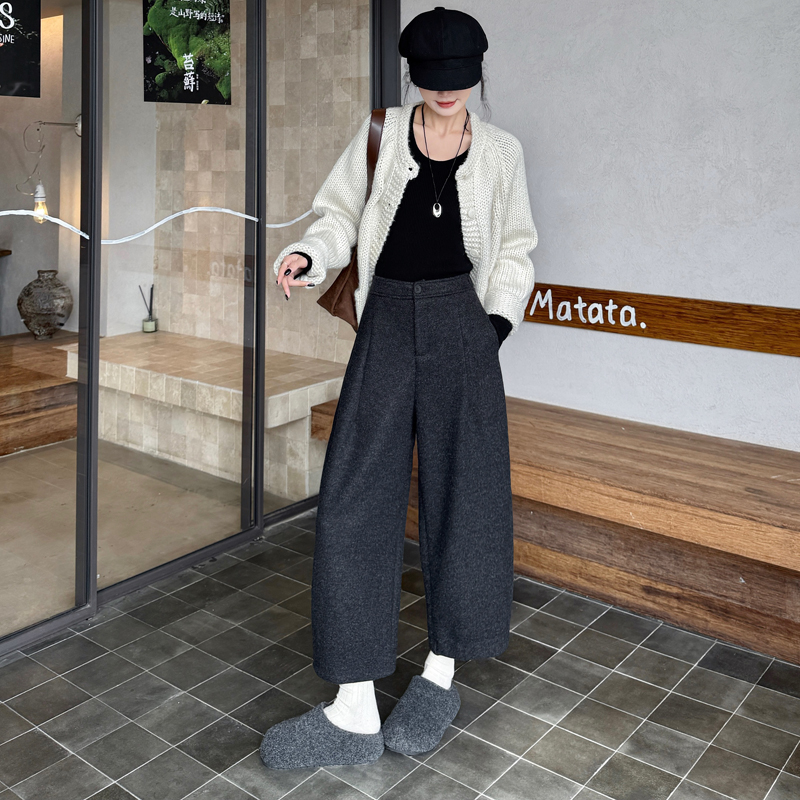 羊绒九分奶奶裤加厚冬季新款小个子宽松显瘦休闲萝卜裤