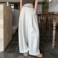 批发2026夏季薄款洗水棉韩系直筒裤休闲裤奶奶裤气球裤阔腿裤<b class='q'>长裤</b>女