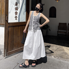 批发天丝锦棉皱<b class='q'>花苞</b><b class='q'>裙</b>2025夏季薄款白色显瘦遮肉休闲高级感半身<b class='q'>裙</b>