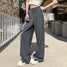 批发实拍2026夏季新款冰丝<b class='q'>西装</b>裤高腰弯刀裤阔腿直筒薄款休闲拖地裤女
