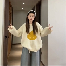 批发鸭梨套头毛衣~孕妇2025年秋冬新款韩版加厚宽松慵懒风毛衣外穿冬