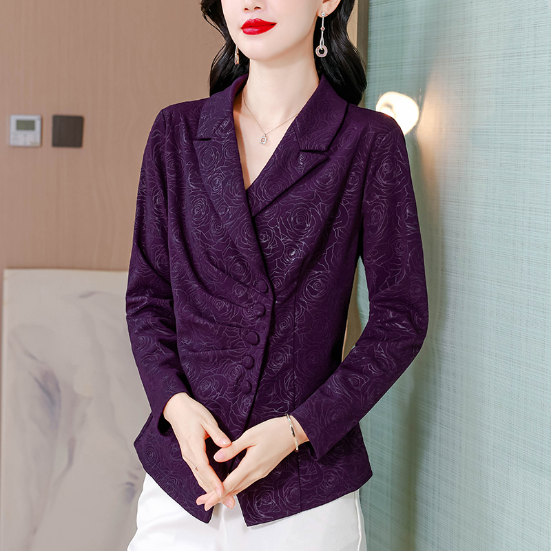 MY13871# 女裝貨源弹力压花工艺小西装外套女设计感不规则职业上衣女裝...