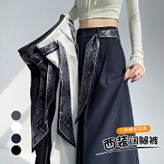 批发实拍西装阔腿裤<b class='q'>女</b>2025秋季新款垂感高腰宽松慵懒风休闲直筒拖地裤