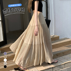 批发实拍 雪纺网纱百褶半身<b class='q'>裙</b>女夏季2026高腰显瘦垂感a字<b class='q'>伞</b><b class='q'>裙</b>大摆长<b class='q'>裙</b>