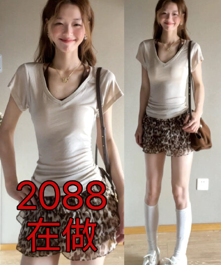 자이언트 잘 생긴 드레스 아이들 여름 2026 새로운 한 부서 착용 가져 가라. 반팔 티셔츠 레오파드 무늬 반신 미니 스커트 세트