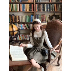 批发Q女家 10/31 蝴蝶结画册/宫廷少女蕾丝拼接假两件收腰伞摆连衣裙