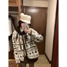 批发费尔岛毛领外套2025新款复古港风保暖加厚毛茸绒夹克女冬