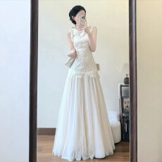 批发富家千金风亮片蕾丝背心连衣<b class='q'>裙</b>女生日<b class='q'>礼服</b>高级感气质收腰网纱