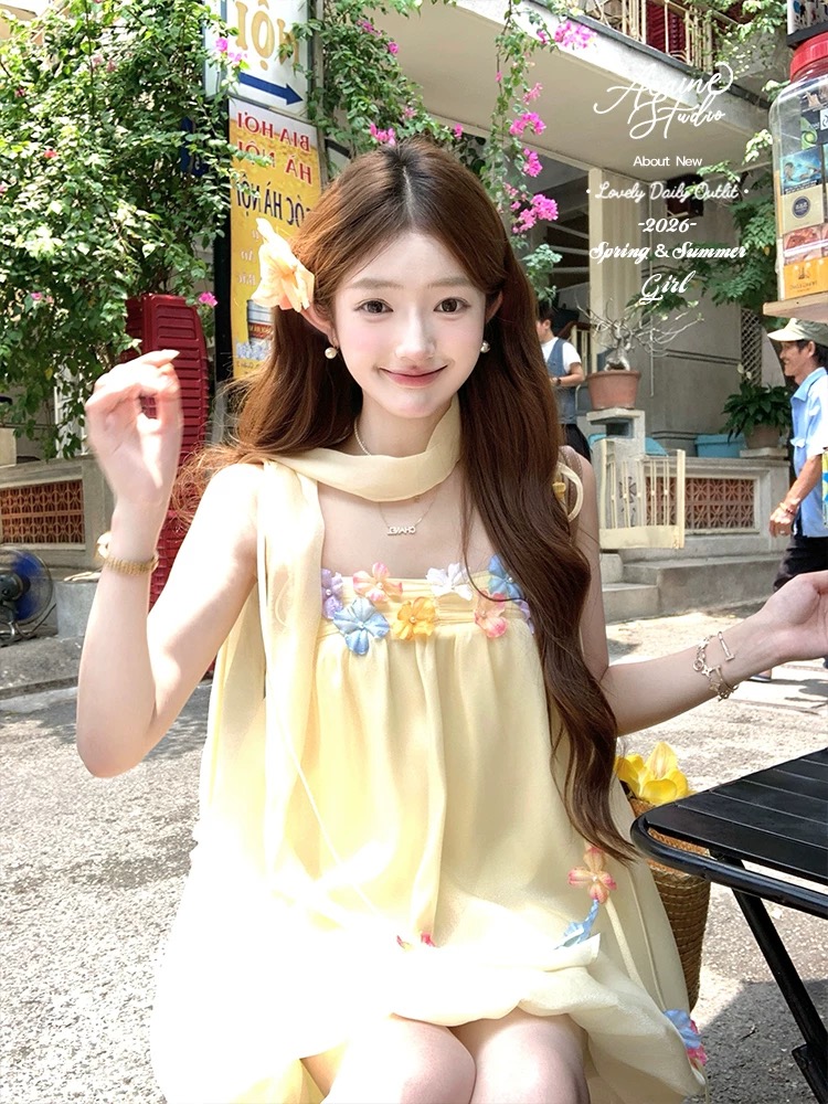 acaine4 18 20 00 95 할인 섬 향기로운 분위기 휴가 바람 꽃 달콤함 꽃밭 드레스