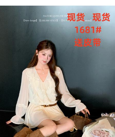 양 작은 볼륨 8 6 10 00 켜기 새로운 프랑스식 V넥 레이스 프릴 여성 드레스