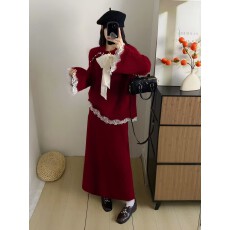 批发时尚针织衫毛衣半身裙两件套女装早秋2025新款休闲套装裙