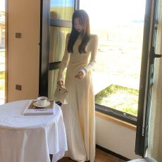 批发2025新款大方得体针织套装连衣裙子女<b class='q'>秋</b>冬季内搭慵懒气质收腰长裙