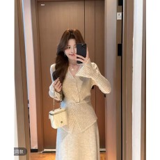批发已出货 甜美风套装时尚套装森系长袖修身收腰<b class='q'>秋</b>冬时尚女半身裙