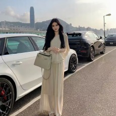 批发<b class='q'>夏</b>新款艺术系气质姐姐透气亚麻天丝半身长裙套装