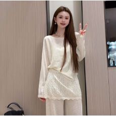 批发<b class='q'>韩版</b>时尚慵懒风毛衣针织衫拼接蕾丝阔腿裤套装女