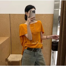 批发极简老钱风气质针织衫女2026年新款<b class='q'>高级</b>百搭小众短袖上衣