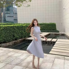 批发雪梨Shirley「暮色斜织」气质立体织法小众高贵无袖针织<b class='q'>连衣裙</b>