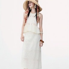 批发<b class='q'>夏</b>季冰爽纱镂空刺绣轻奢遮肉显瘦上衣半裙