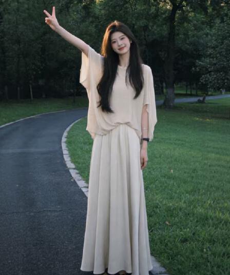 프랑스식 부드러운 바람 그레이트 봐 의류 반신 스커트 투피스 슈트 품격 전체 집합 ootd 착용 가져 가라. 26 여름