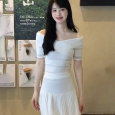 批发大码遮肉蝙蝠袖针织罩衫上衣+半身长裙两件套女宽松显瘦气质套装