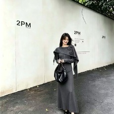 批发韩系设计感立体花朵长袖针织衫女秋冬不规则斗篷披肩<b class='q'>套装</b>