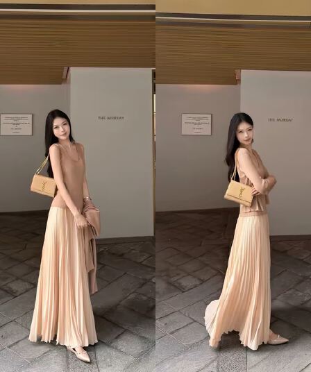 있음 선적 5werkwen soft 양모 오픈 가디건 와이드 어깨끈 슬립 반신 스커트 3종 세트