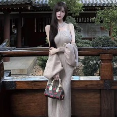 批发甜水仙银座muse裙系系带罩衫无袖背心针织<b class='q'>连衣裙</b>两件套