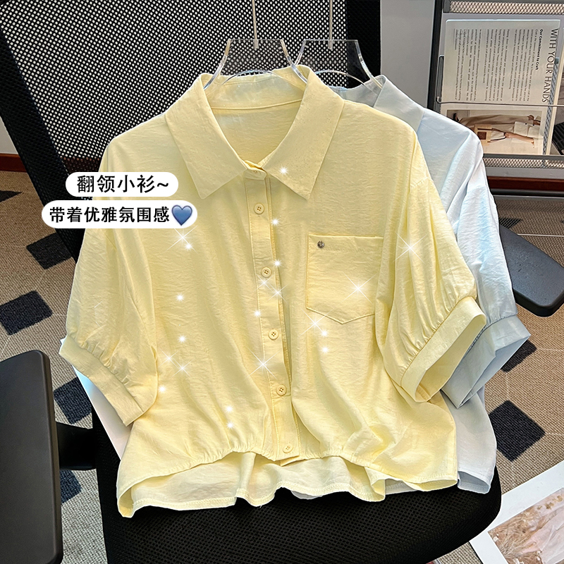 POLO 칼라 반팔 여성 셔츠 여름 연령 감소 품격 싱글 착용 Chic 맨위 여성