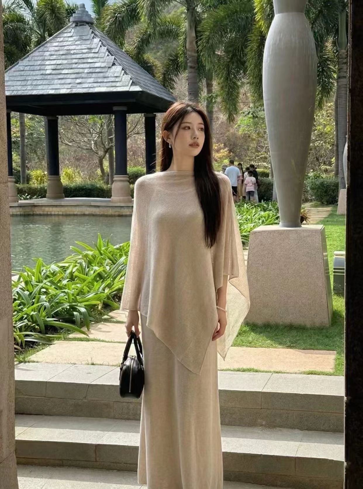 해변가 휴가 여행 착용 가져 가라. 세트 여성 이른 봄 아름다운 여름 자외선 차단 숄 블라우스 슬립 드레스 투피스 세트