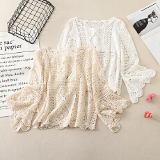 批发实拍勾花镂空针织衫女<b class='q'>夏季</b>新款宽松波西米亚海边度假防晒上衣罩衫