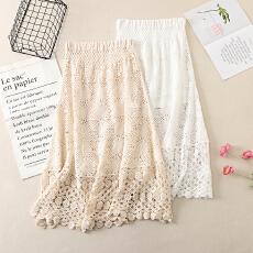 批发实拍重工设计感小众半身裙女夏季2025气质显廋镂空高腰大摆a字裙