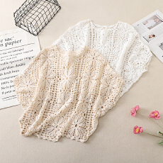 批发实拍波西米亚风镂空<b class='q'>针织衫</b>女夏大码宽松胖mm轻薄外搭防晒<b class='q'>罩衫</b>上衣