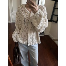 批发设计感重工钩花长袖针织开衫女秋季新款<b class='q'>胖</b><b class='q'>mm</b>宽松显瘦<b class='q'>外套</b>上衣