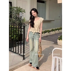 镂空钩花针织背心女夏2025新款吊带设计感小众外穿叠穿流苏上衣