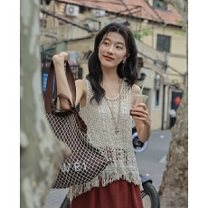 批发复古<b class='q'>镂空</b>钩花<b class='q'>针织</b>小马甲背心女夏季叠穿宽松显瘦外搭<b class='q'>罩衫</b>无袖上衣