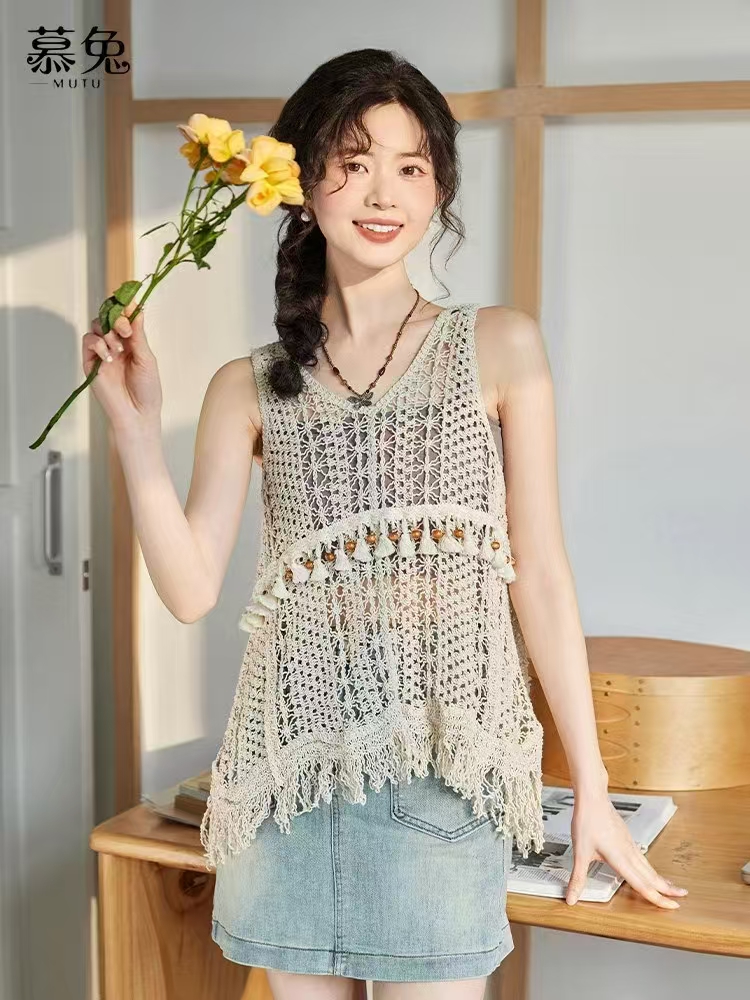 여름 면 린넨 작은 조끼 순면 인사이드 가져 가라. 만나는 홀로우 아웃 자수 레이스 슬립 루즈핏 아마 민소매 맨위 여성