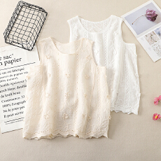 批发实拍法式镂空立体花朵吊带<b class='q'>背心</b>外<b class='q'>穿</b>女2025年夏季大码<b class='q'>雪纺</b><b class='q'>无袖</b>上衣