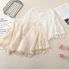 批发实拍波西米亚<b class='q'>钩花</b>镂空短袖<b class='q'>蕾丝</b>衫女2026夏季大码外搭罩衫流苏<b class='q'>上衣</b>