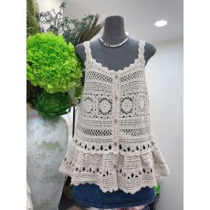 批发波西米亚钩花镂空吊带背心外穿女2026春季新款大码<b class='q'>胖</b><b class='q'>mm</b>度假风上衣