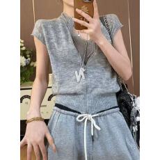 批发韩系氛围感灰色刺绣针织开衫女春秋季修身显瘦百搭毛衣<b class='q'>打底</b>衫<b class='q'>上衣</b>