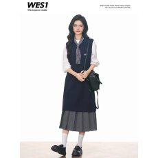 批发【8.5新品】WESTAYONE针织背心连衣裙<b class='q'>学院风</b>套装穿搭韩系通勤出片